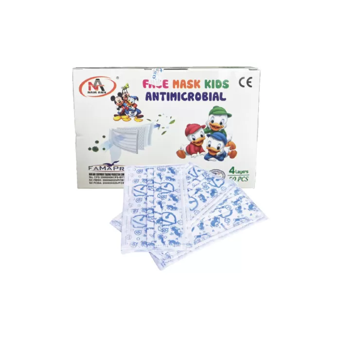 Khẩu Trang Y Tế 4 Lớp Trẻ Em Nam Anh Hộp 50 Cái